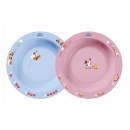Глубокая тарелка большая, голубая или розовая от 12 месяцев